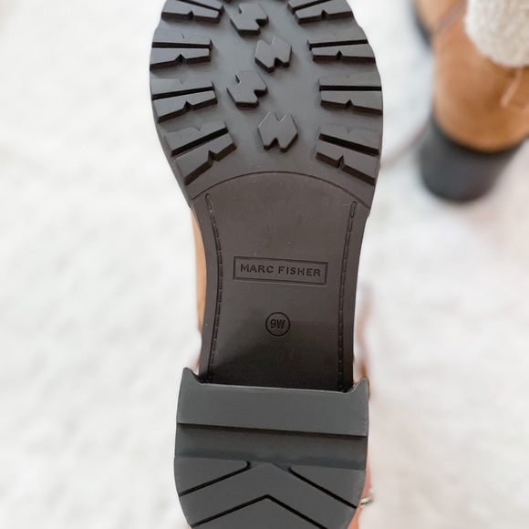 NEW- MARC FISHER Lakynn Hiker Suede Healed Tan Boots - Picture 9 of 14